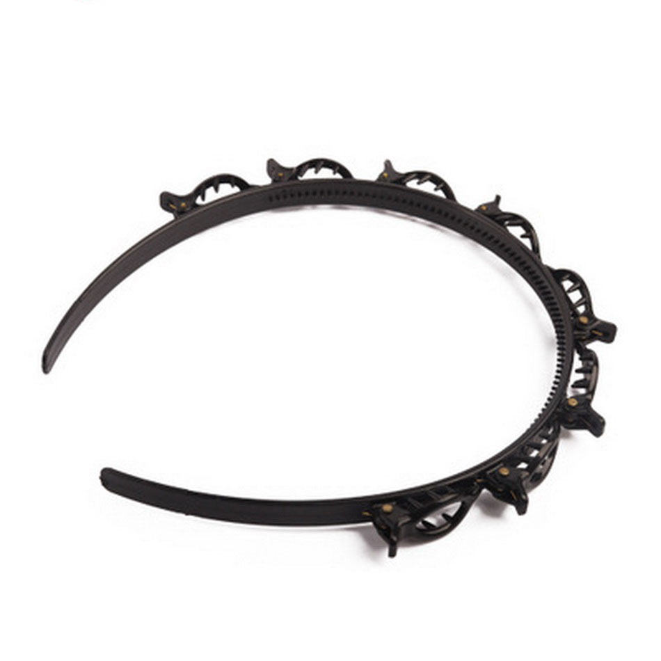 Horquilla para peinado con doble flequillo a la para mujer, diademas coreana trenzada , niña diadema con pinzas decorativo para el cabello accesorio de diadema deportiva para hombre complementos para el pelo: Blanco
