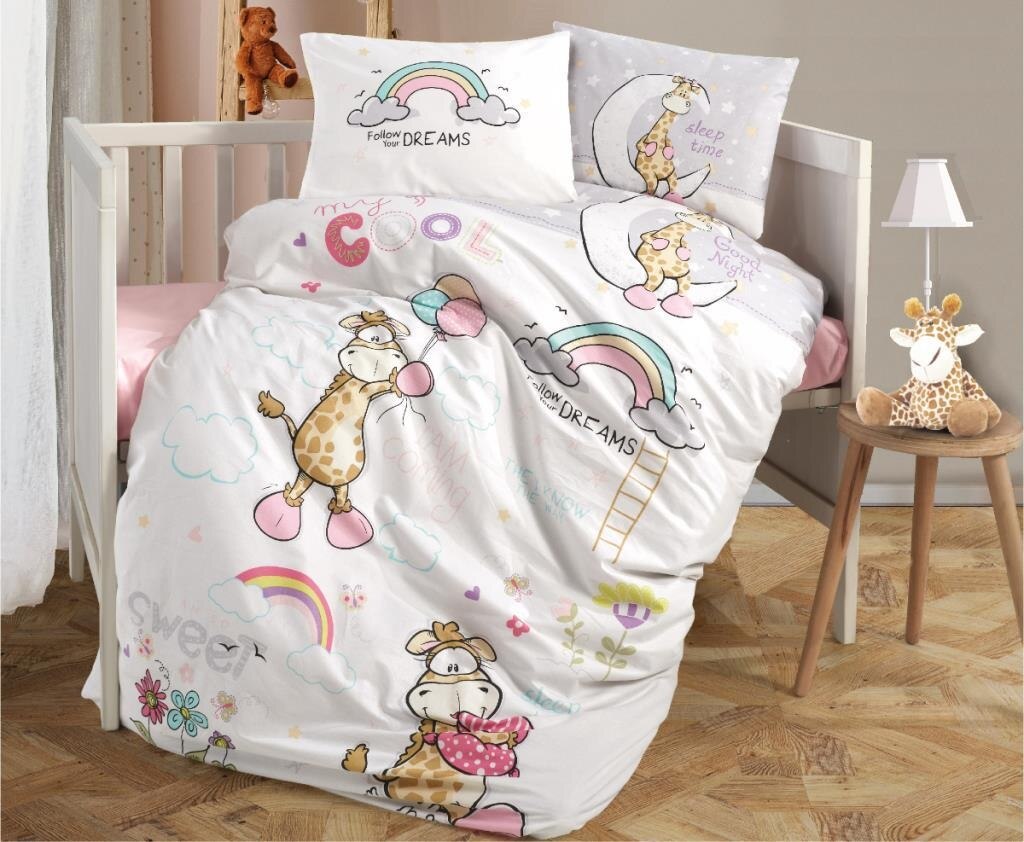 Baby Kind Beddengoed Set 100% Katoen Cartoon Pasgeborenen Sheet Dekbedovertrek Print Matras Cot Kussensloop: Giraffe Rainbow