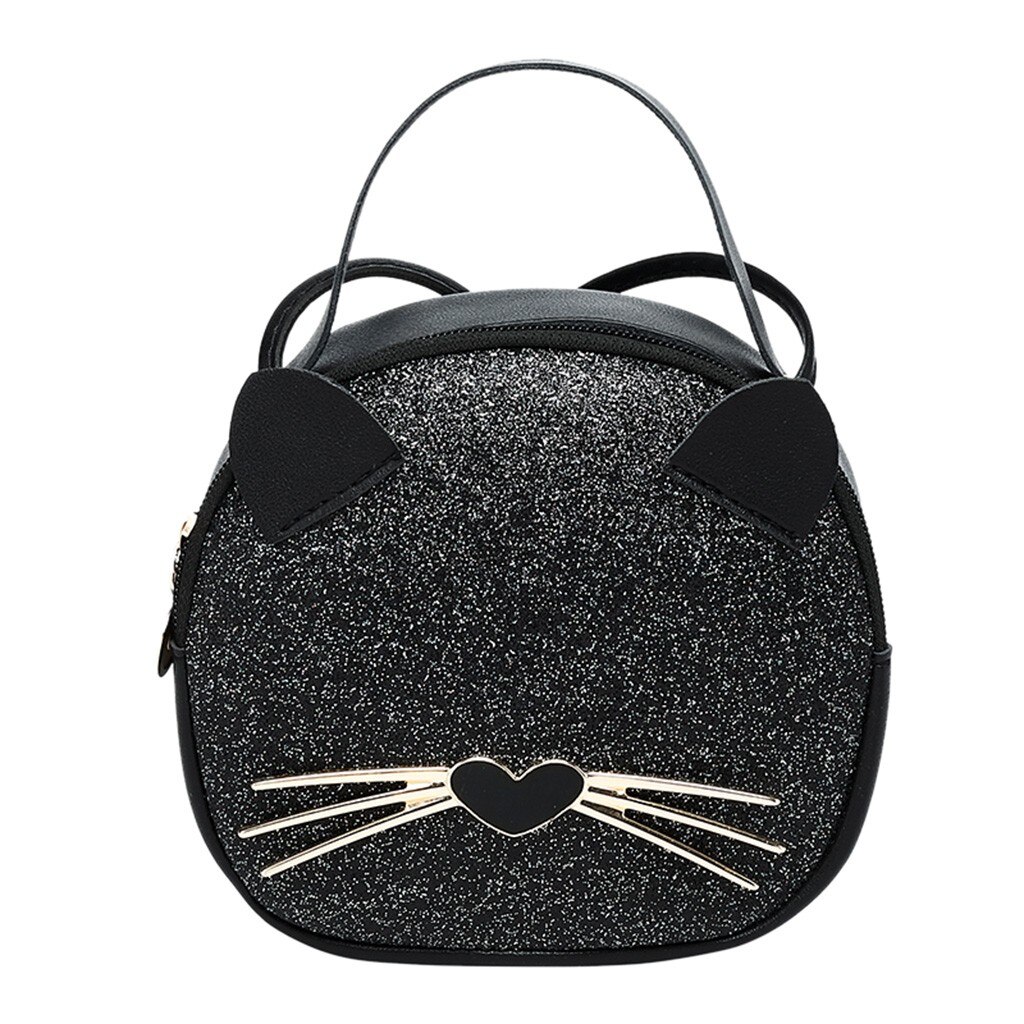 Frauen Kleine Karikatur Katze bilden Klappe Bote Tasche Schulter Tasche Neue Luxus Handtaschen Frauen Taschen Mädchen Sack EIN wichtigsten: schwarz