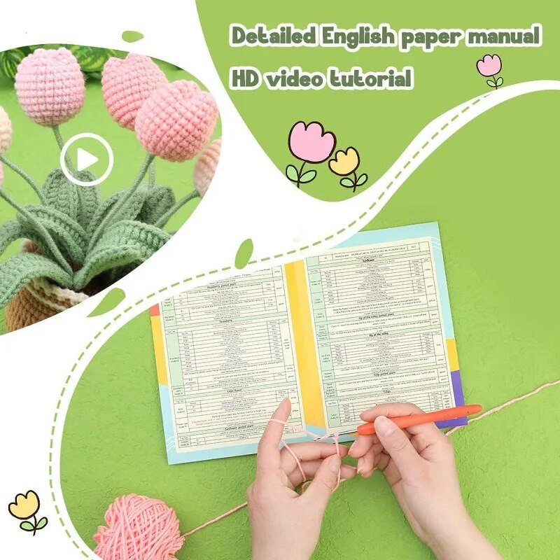 BUDDUR-Kit de tejer de ganchillo con hilo de algodón e instrucciones para tejido de tela, paquete de materiales no acabados DIY