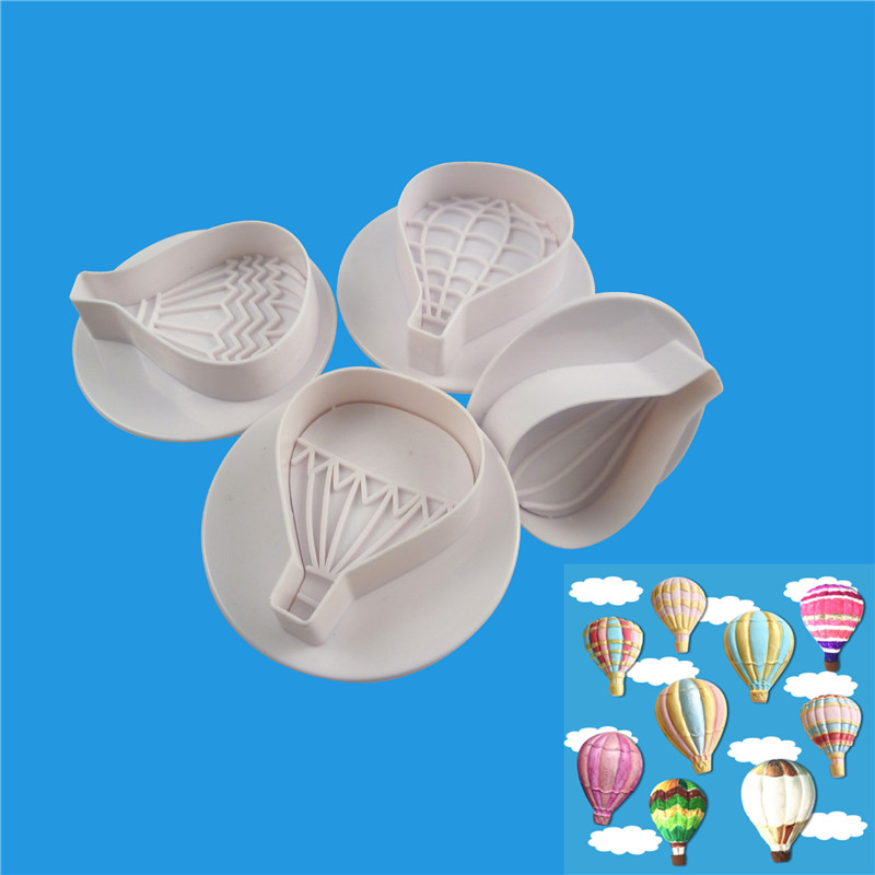 4Pcs/set Air Balloon Cookie Cutters Biscuit Cutter Set Fondant Embossing Plunger Cutter Cookie Cake Decorating Moulds Tools