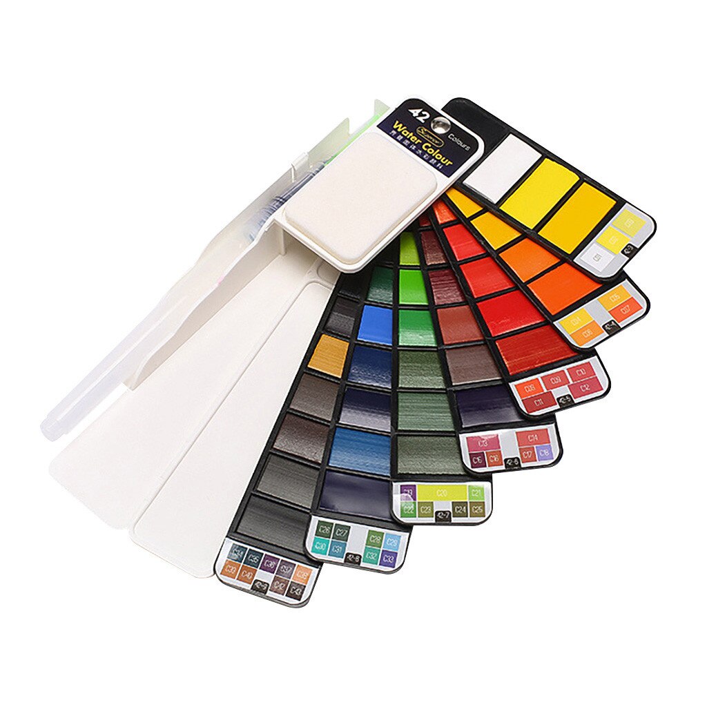 18/25/42 farver bærbar hvirvel solid akvarel pigmentmaling med vandbørste lys farve til tegning af kunstforsyninger