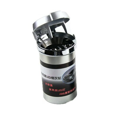 Auto Aschenbecher beleuchtet Mit LED Licht Asche Zinn Trinken Halfter Telefon Halfter Tasse Halfter Aschenbecher Schwarz und silber: Silber