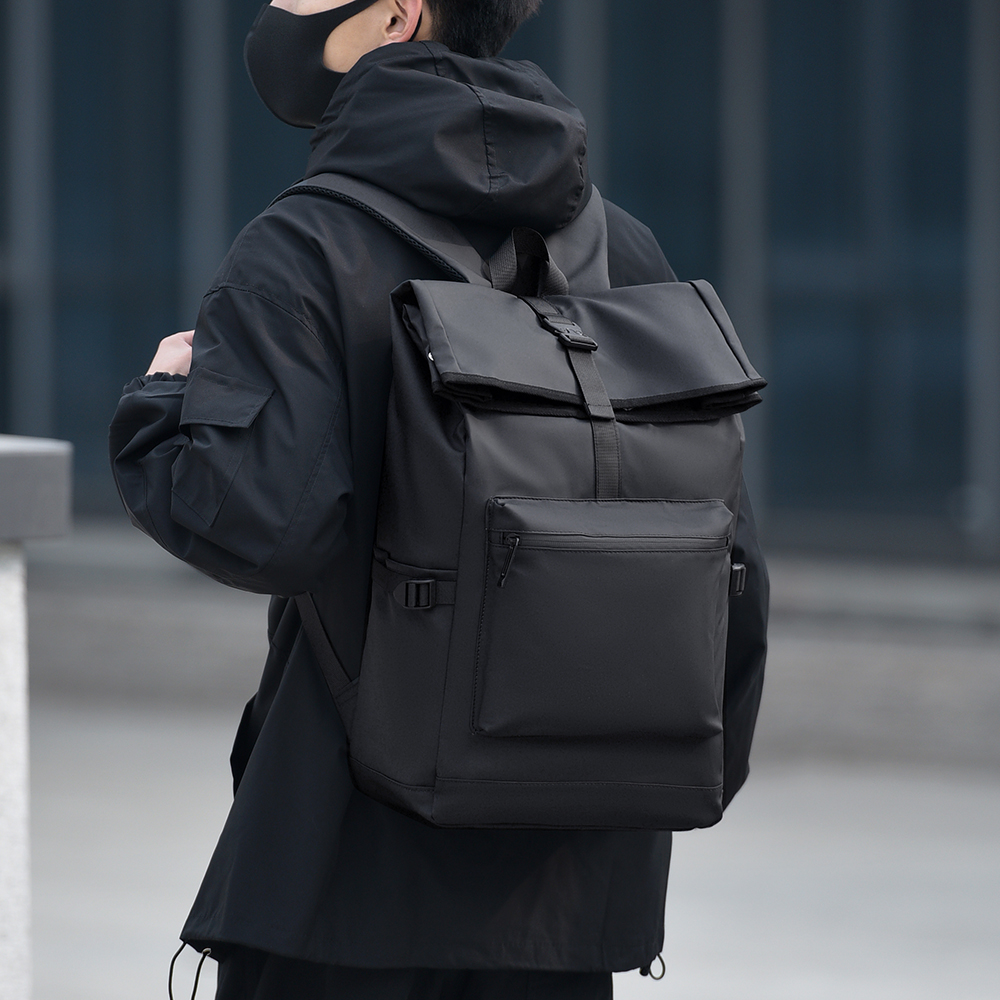 Mochilas masculinas de grande capacidade mochilas portáteis multifuncionais moda estudante mochila cor sólida saco prático