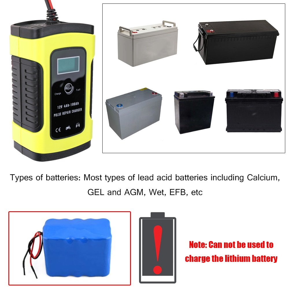 12V 6A Car Battery Charger Fast Power Charger Pulse Repair Smart Chargers Wet Dry Lead Acid Battery-chargers