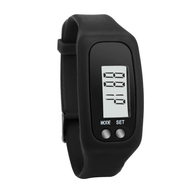 Eenvoudige Vogue Sport Horloge Digitale Lcd Stappenteller Run Stap Loopafstand Calorie Counter Armband Pols Klok Reloj Deportivo: Black