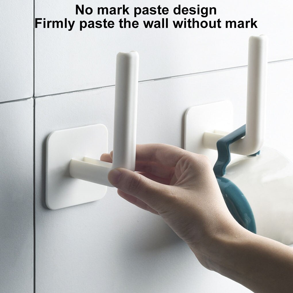 2Pcs Multi-functional Wall Hanging Rack Roll Paper Towel Hanger Wall-mounted No Punch Bathroom Kitchen Gadgets Storage Rack