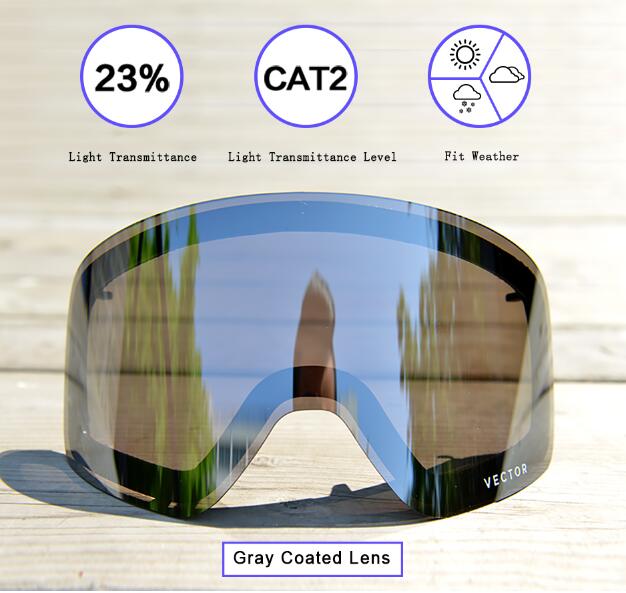 This Only Lens For Ski Goggles Hxj20011 Anti-fog Interchangeable Double-layered Cylindrical UV400 Protection Light Transmission: Gray