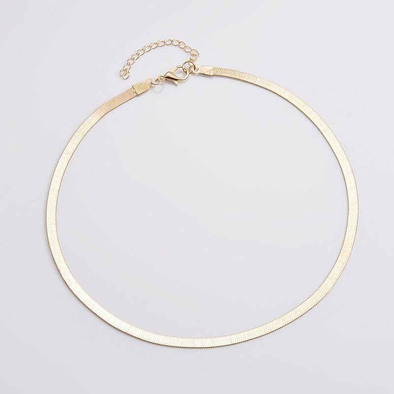 NEUE Einfache Schlüsselbein Kette Klinge Schlange Kette Gold Farbe Halsband Halskette Für Frauen Minimalistischen Schmuck Kragen Chocker Collier Femme: Gold / 40cm