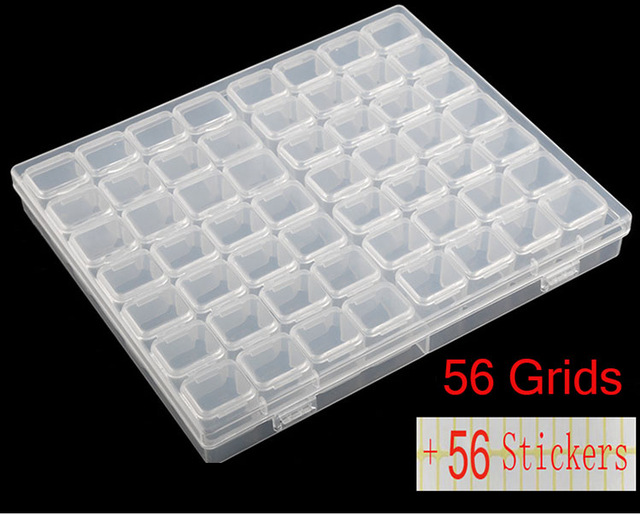 56/28/64 Grid 5d Diamond Painting Accessories Storage Box Diamond Painting Drill Storage Box Transparent Container For: 56 pcs box stick / 1set