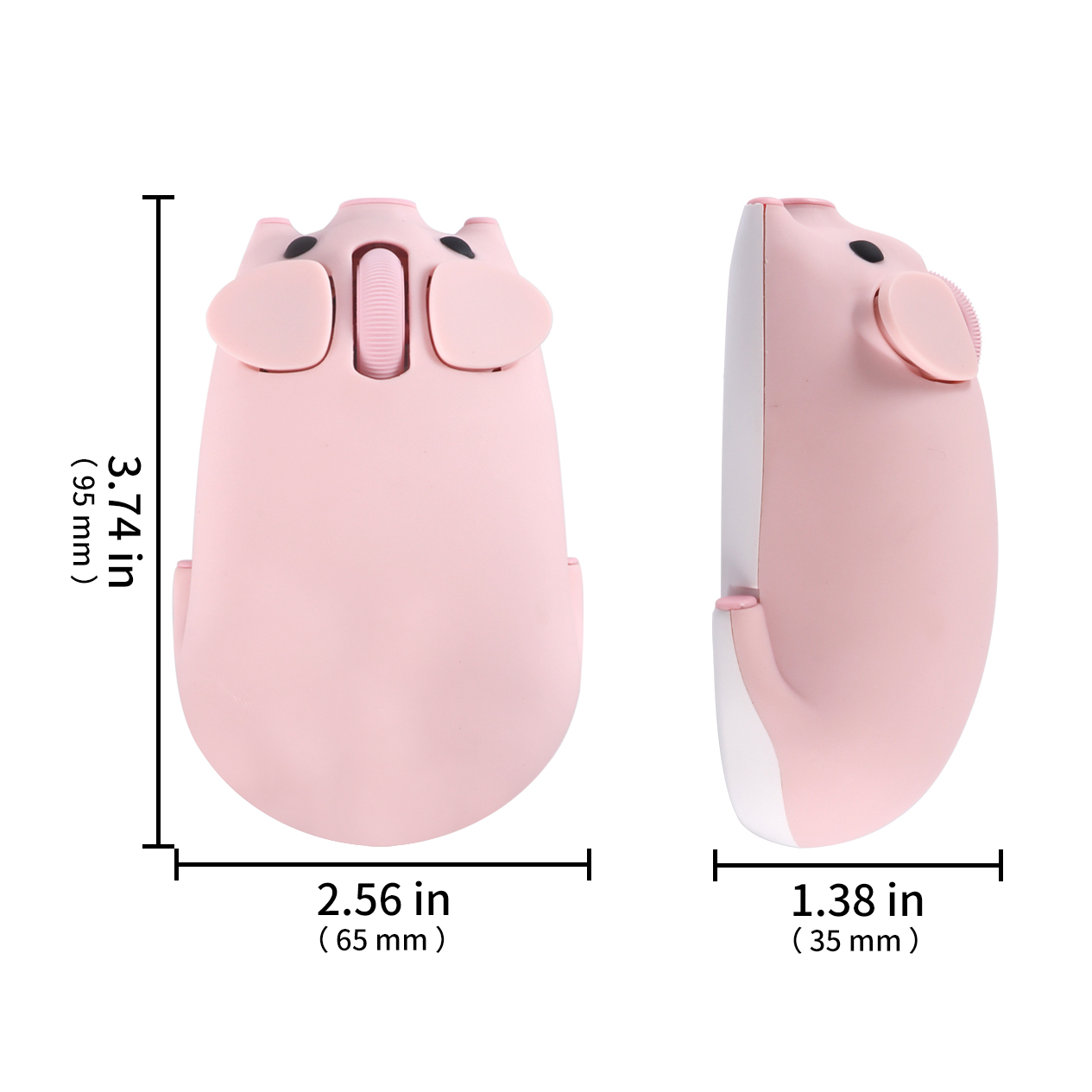 Dessin animé cochon souris d'ordinateur double 2.4G + Bluetooth mignon ergonomique souris optique jeu ordinateur portable PC universel pour fille