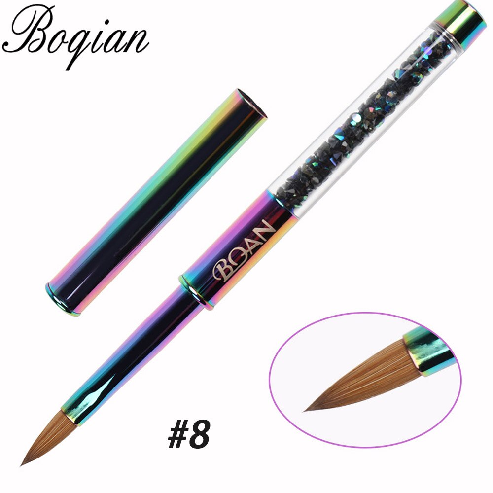 BQAN-pincel de acrílico para manicura, pincel para extensión de esmalte de uñas, pintura y dibujo, arcoíris 2 #4 #6 #8 # Pure Kolinsky: size 8