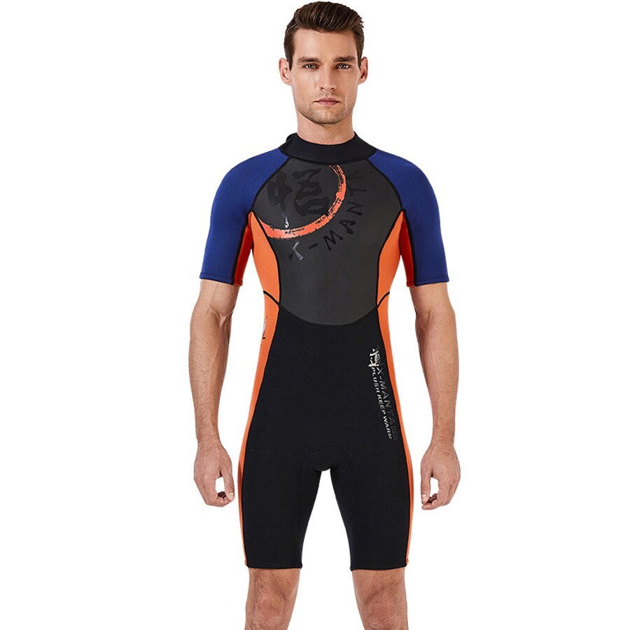 Juego de traje de buceo para hombre y mujer, traje de neopreno para buceo, 1,5mm, para amantes, , 1 set: man orange 1.5mm / L