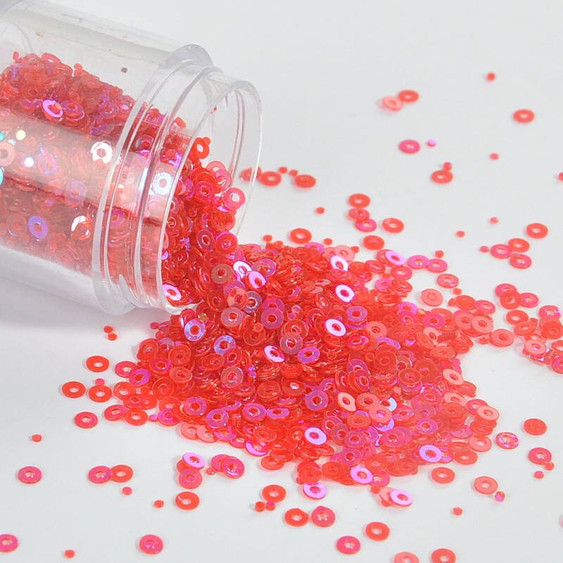 10 G/pak 2Mmtrans Platte Ronde Losse Pailletten Pailetten Naaien Wedding Craft Vrouwen Kledingstukken Diy Accessoires Beschikbaar Sequin Trim: Transparent  Red