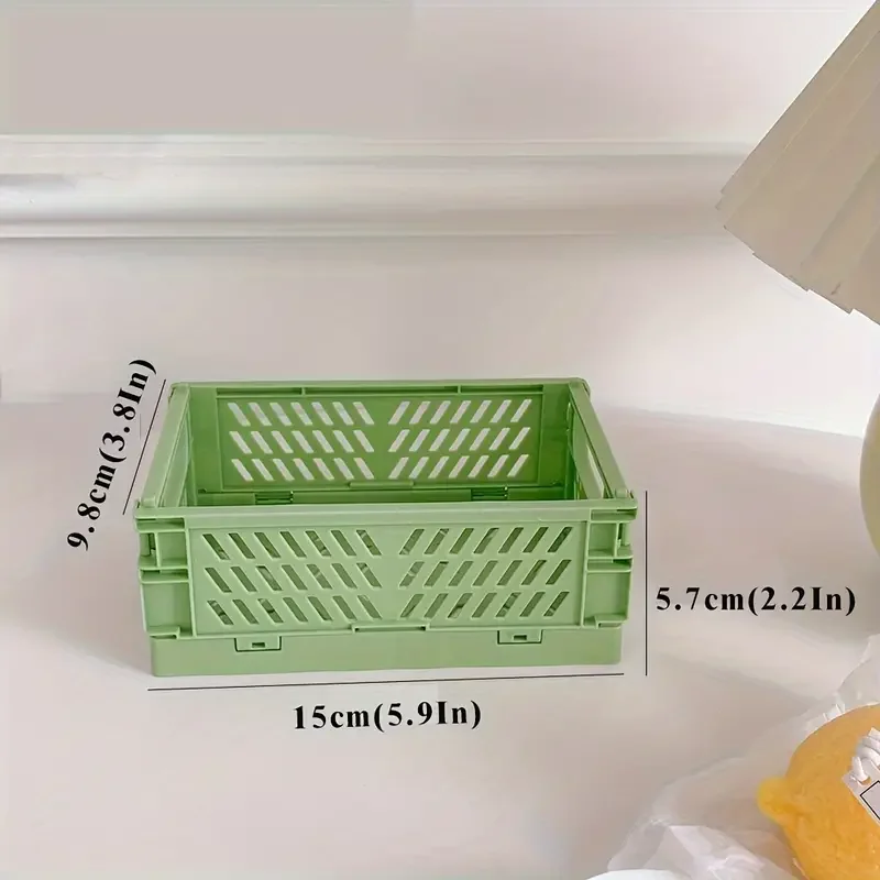 6-color folding plastic storage box, student desk tidying tape, stationery folding basket, storage basket, storage box: green