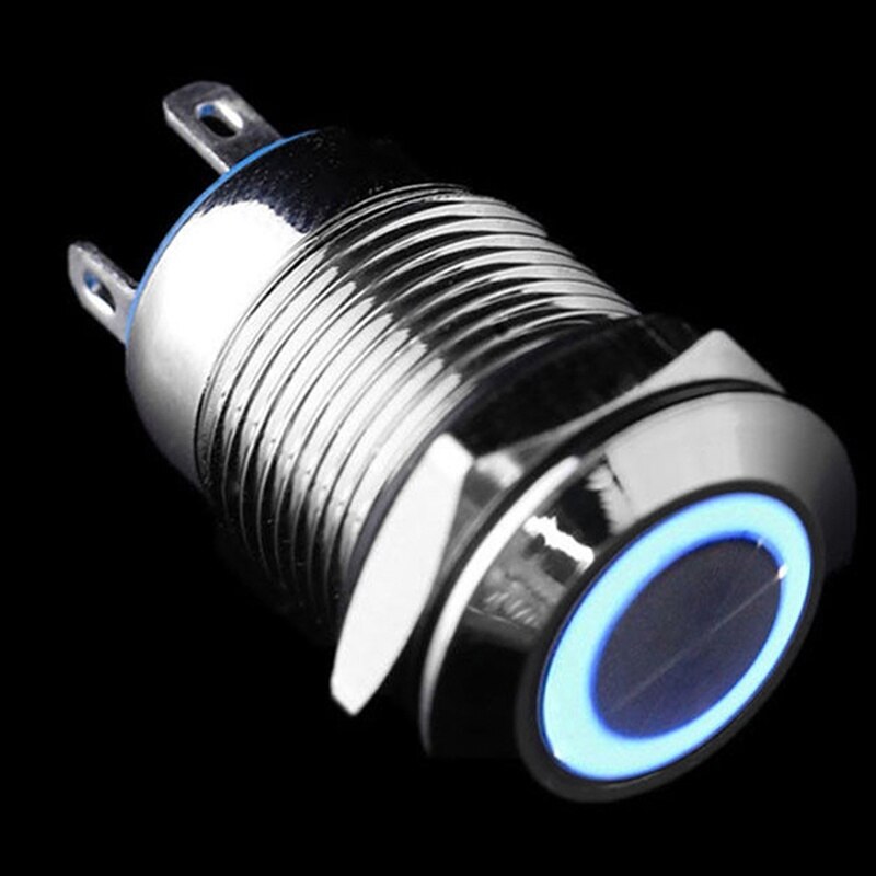 1Pcs 12Mm 12V Auto Aluminium Led Vermogen Push Button Metal Switch Klink