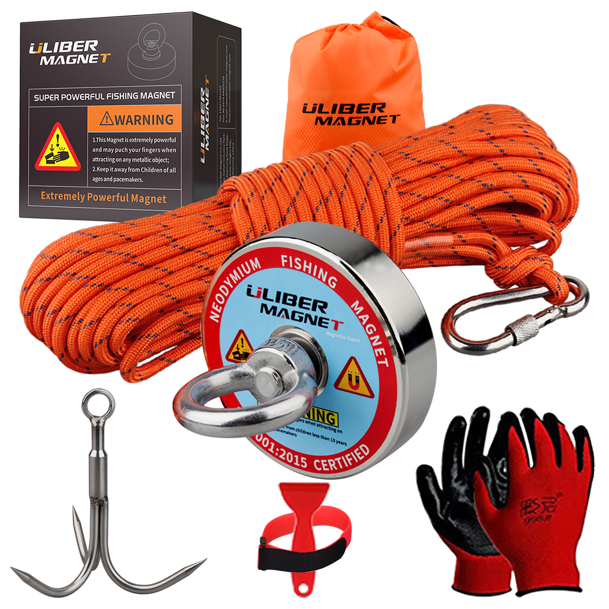 400 kg stark fiskemagnetkit,  n52 sällsynta föremål, 20m rep, undervattensmetallringar, neodymmagneter