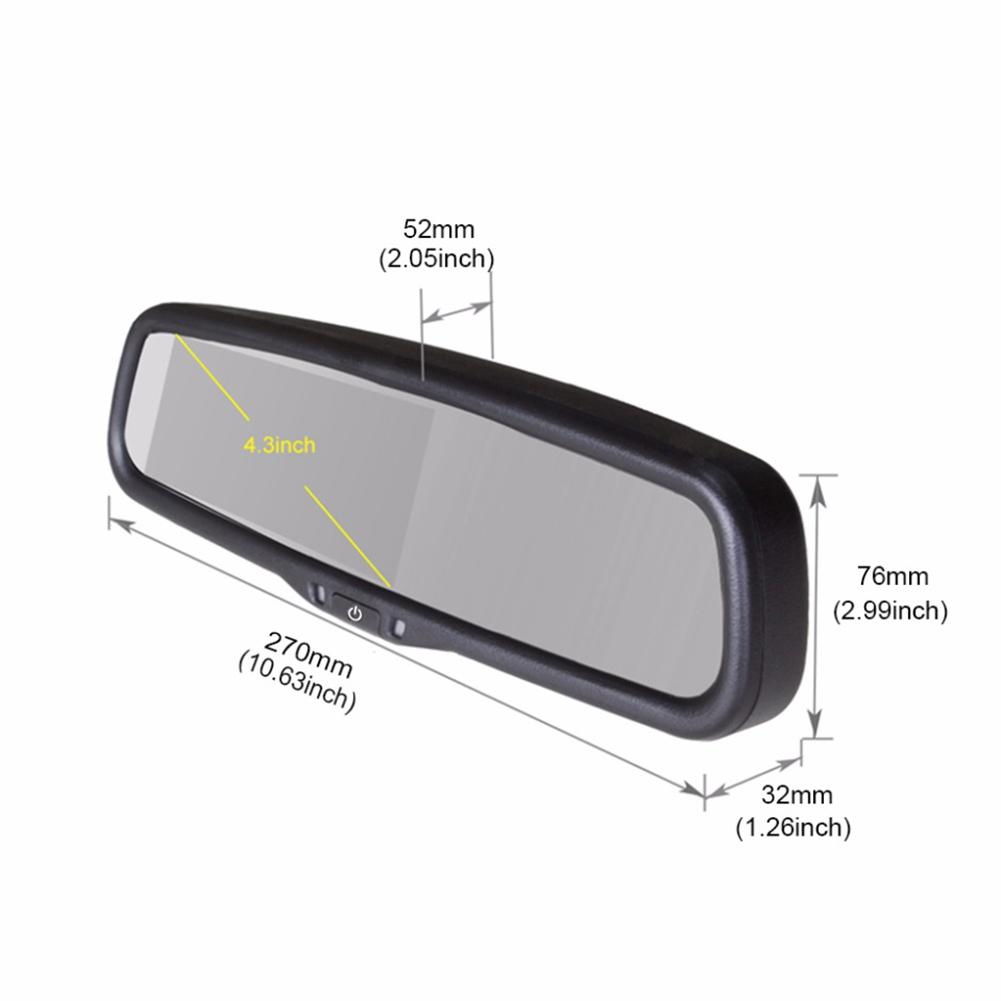 4.3In DC12V Car Rear View Mirror Monitor Display With Bracket Mount PAL/AUTO/NTSC Signal System Support VCD/DVD/TV/GPS