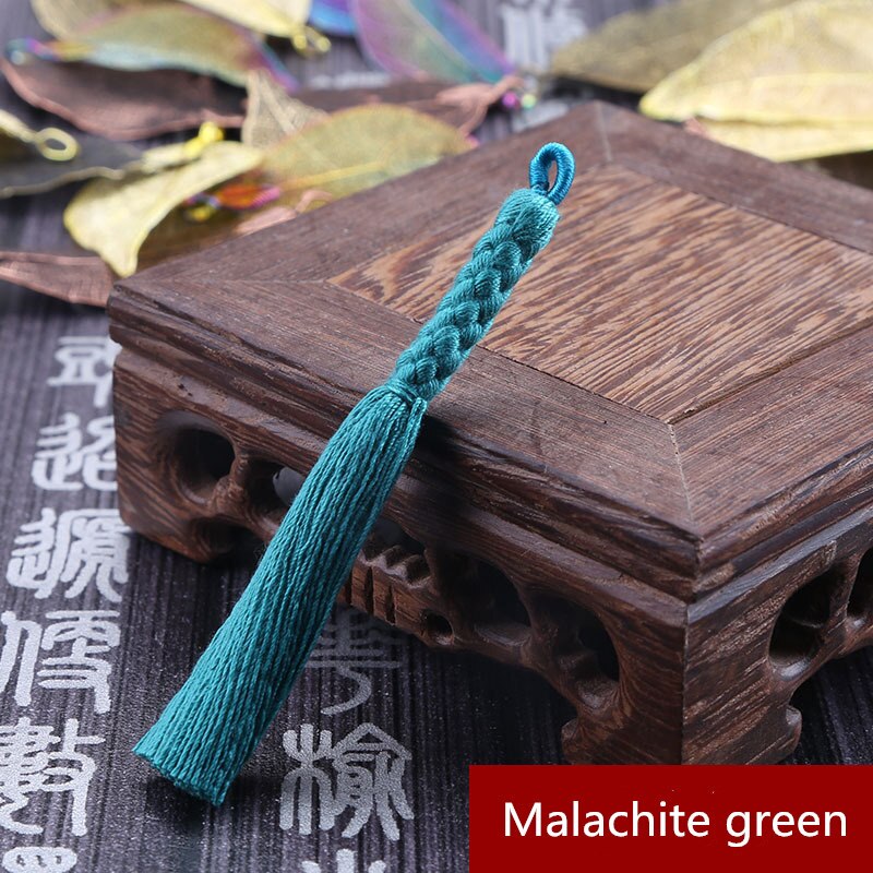 5PCS Mini Hemp Flower Tassel Jewelry Curtain Garments Decorative Accessories DIY Key Cell Phone Bag Fringe Trim Tassels Pendant: Malachite green