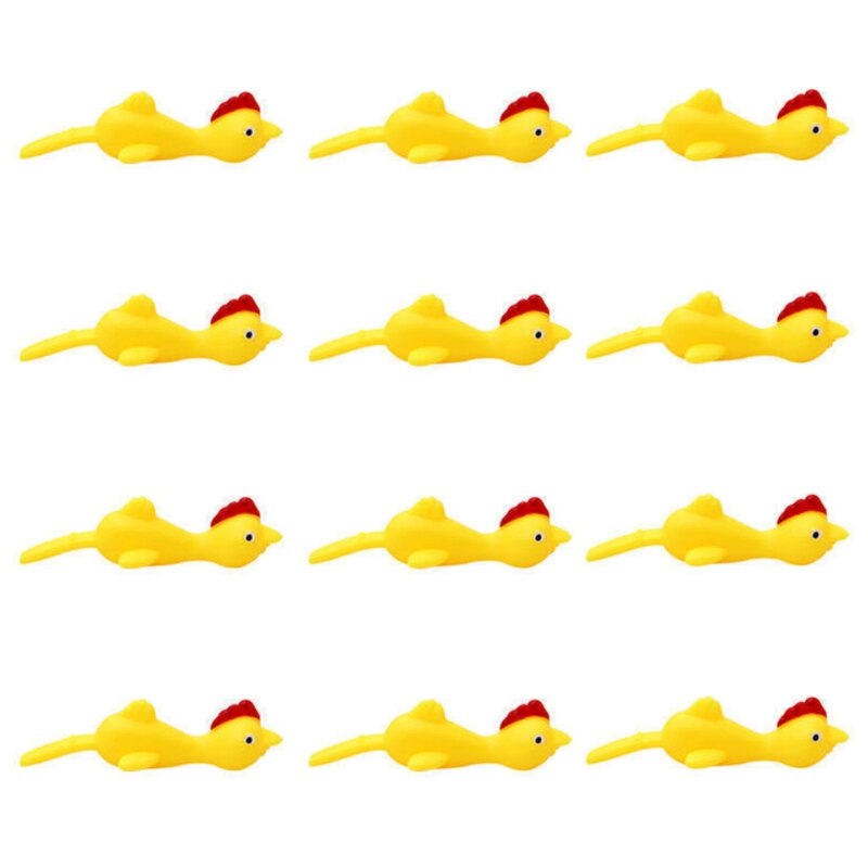 12pcs Funny Laugh Rubber Chicken Stretchy Flying Turkey Finger Birds Fidget Toy: Default Title