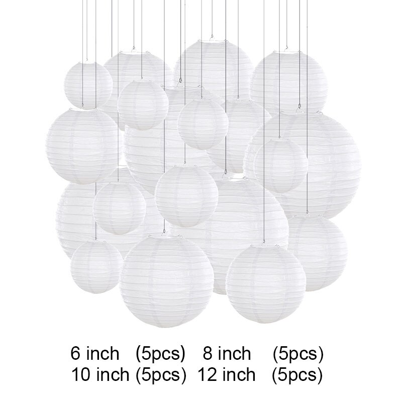lanterne chinoise lanterne decoration mariage boule chinoise papier décoration mariage Lanternes rondes colorées en papier, 20 pièces, décorations du nouvel an chinois, décor d&#39;anniversaire et de mariage: white