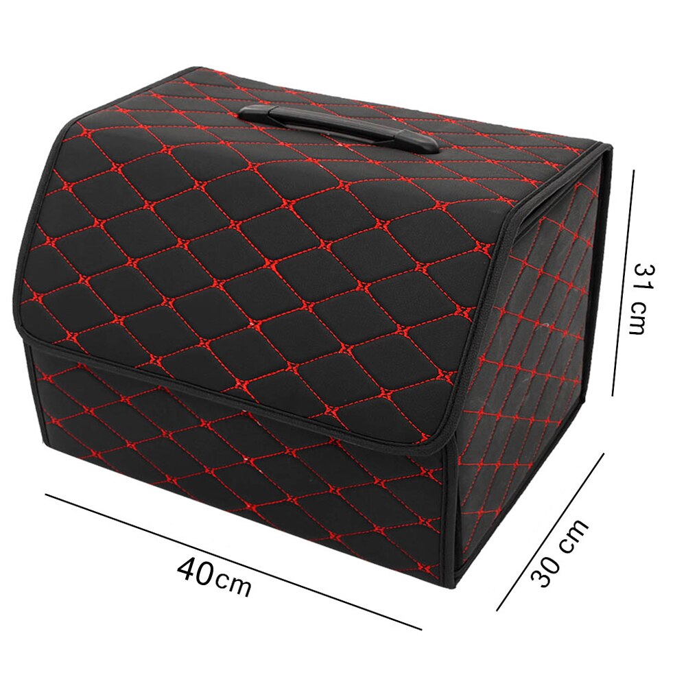 Folding Leather Car Trunk Storage Box Waterproof Cargo Storage Bag Auto Stowing Tidying Organizer Box: 40x31x30cm