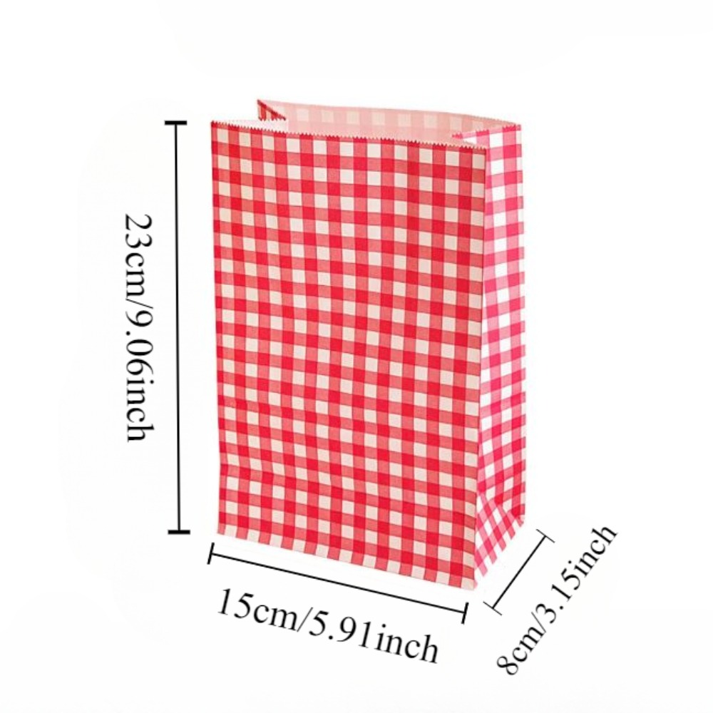 Bolsa de papel Kraft a cuadros colorida, embalaje de flores para aperitivos, galletas y dulces, bolsa de almacenamiento Vertical, de de cumpleaños y boda, 5/10 Uds.