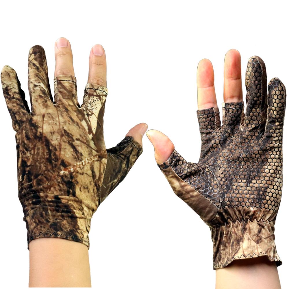 Anti-Slip Vissen Handschoenen Ademend Camo Handschoen Visgerei Apparatuur Drie Vinger Uit Handschoen Antislip Vissen Handschoenen voor Mannen