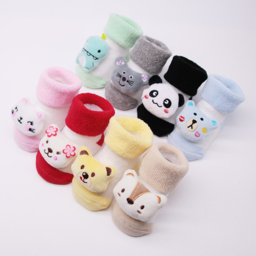 Anti-slip Socks Cartoon Bell Socks Baby Kids Winter Warm Color Sock Baby Infant 3d Cartoon Socks Newborn Cotton Boys Girls