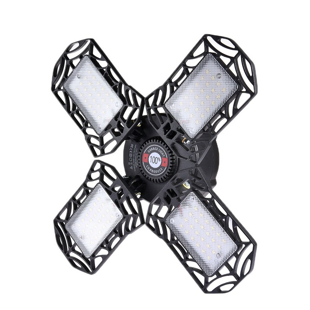 120W LED Garage Light Super Brightness E26 Deformable Ceiling Light Fixture Deform Light for Workshop Warehouse Factory Gym: black