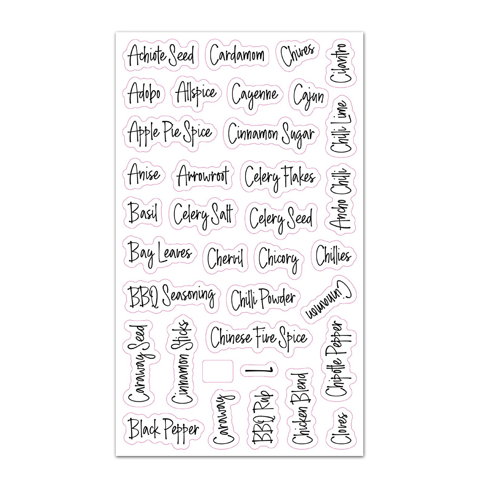 8pcs Spice Label Combo Black and White Preprinted ... – Grandado