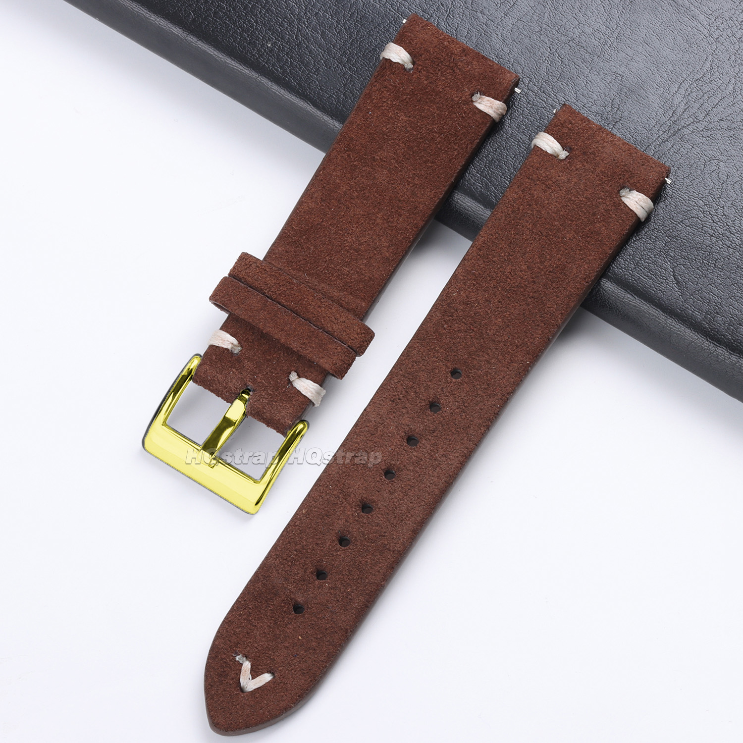 Guldspänne armband 18mm 20mm 22mm mocka läder vintage rem snabbkoppling klockarmband sportarmband tillbehör
