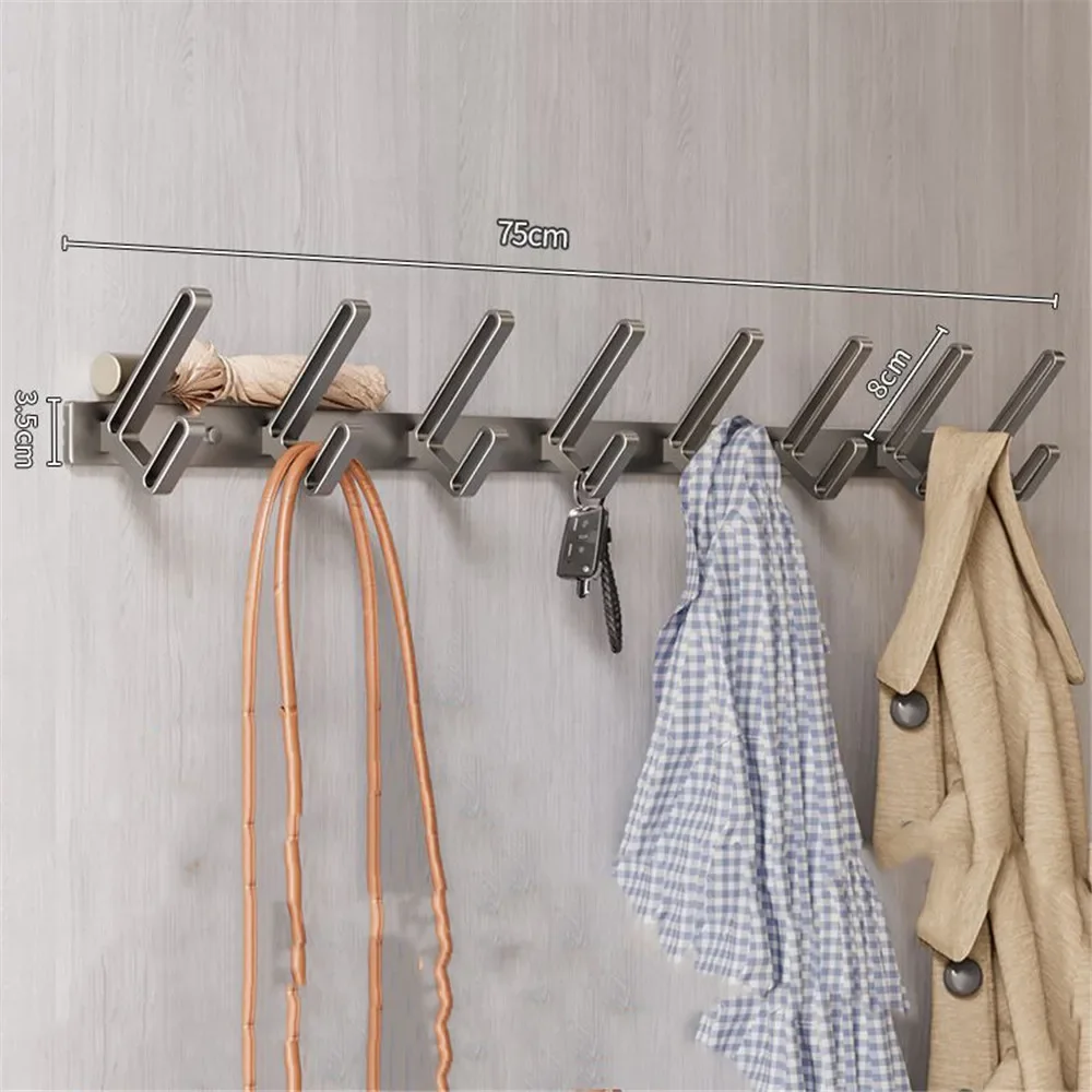 Perchero de aluminio con 7/8 ganchos, perchero largo montado en la pared para ropa, colgador para sombrero, organizador de llaves, ganchos para dormitorio, sala de estar y baño: Negro