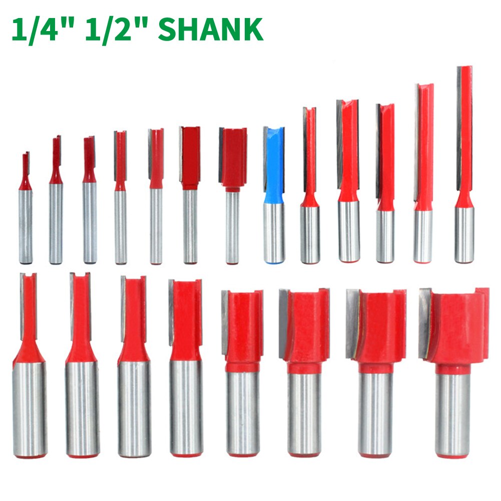 1Pc 1/4 "6.35Mm 1/2" 12.7Mm Schacht Frees Houtsnijwerk Mes Rechte Mes Router Bit carbide Houtbewerking Frees