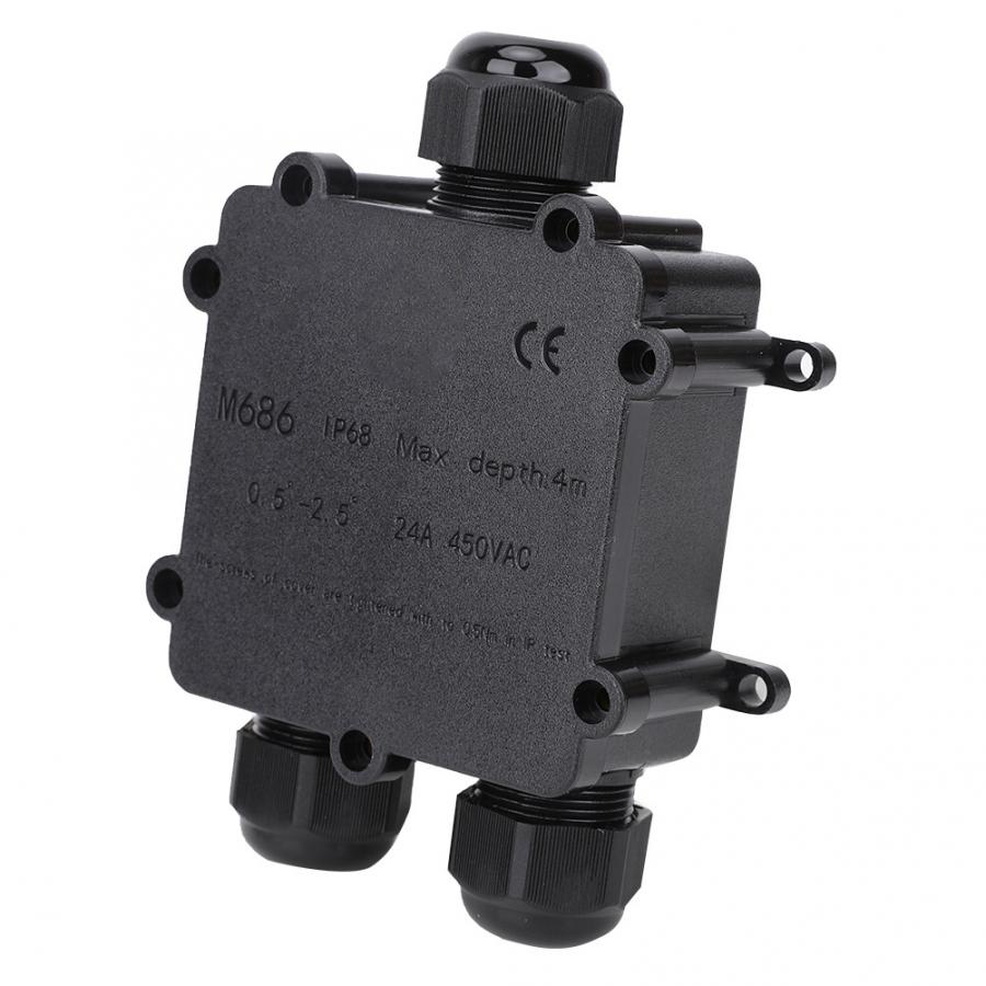 IP68 Plastic Waterproof Junction Box M686 Outdoor Cable 3-Way Electrical Junction Box Good Dustproofness