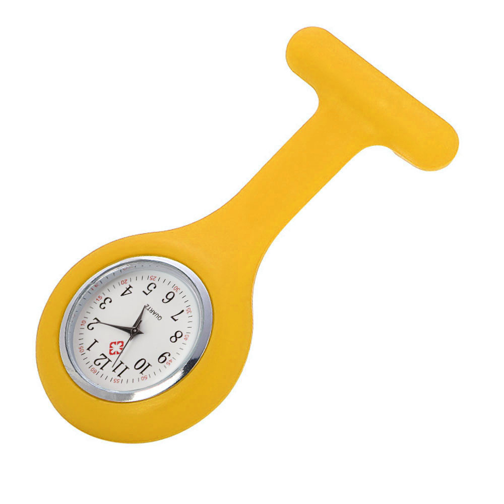 Taschenuhr Damen Digitalanzeige Zifferblatt Clip-an Analoguhr fob Krankenschwester Brosche Stift Hängetasche Elektrische Uhr Modeuhren: Gelb