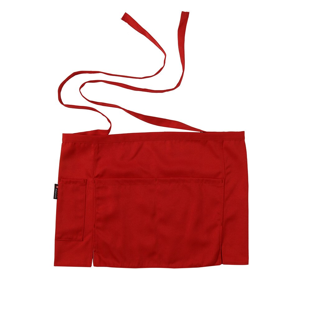 Saingace Waist Short Apron Hotels Restaurant Cafe Waiters and Waitresses Uniforms Kitchen Restaurant Work Solid Aprons: Red