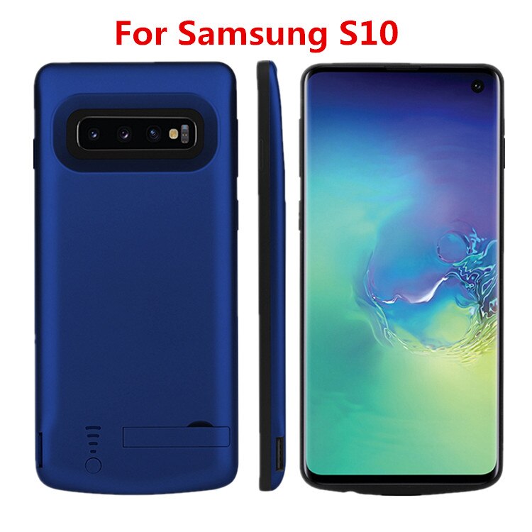 For Samsung Galaxy S10 5G S10 Battery Charger Case 5000mAh Extended Powerbank Case for Samsung S10 S10 Plus Case Stand Bracket: S10 blue