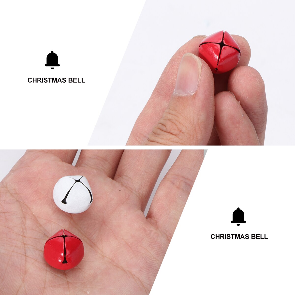 72 Pcs Christmas Bells Small DIY Bell Decorative Bells Bell (Red White)