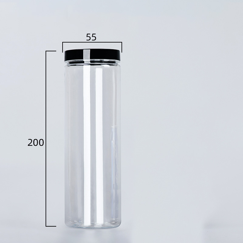 Botella de embalaje de plástico PET transparente, botellas de sellado vacías, cubo Circular, almacenamiento, tarro de galletas, contenedor de tanque de sellado de grado alimenticio, 1 unidad: Transparente