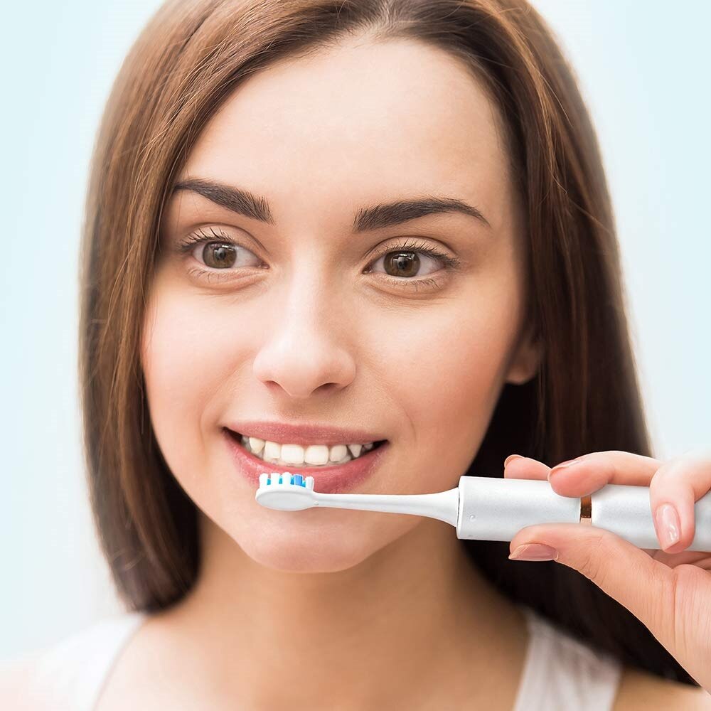 Fairywill P11 Sonic Electric Toothbrush Waterproof Rechargeable Whitening Ultra Powerful USB Charger 4 Heads and 1 Travel Case