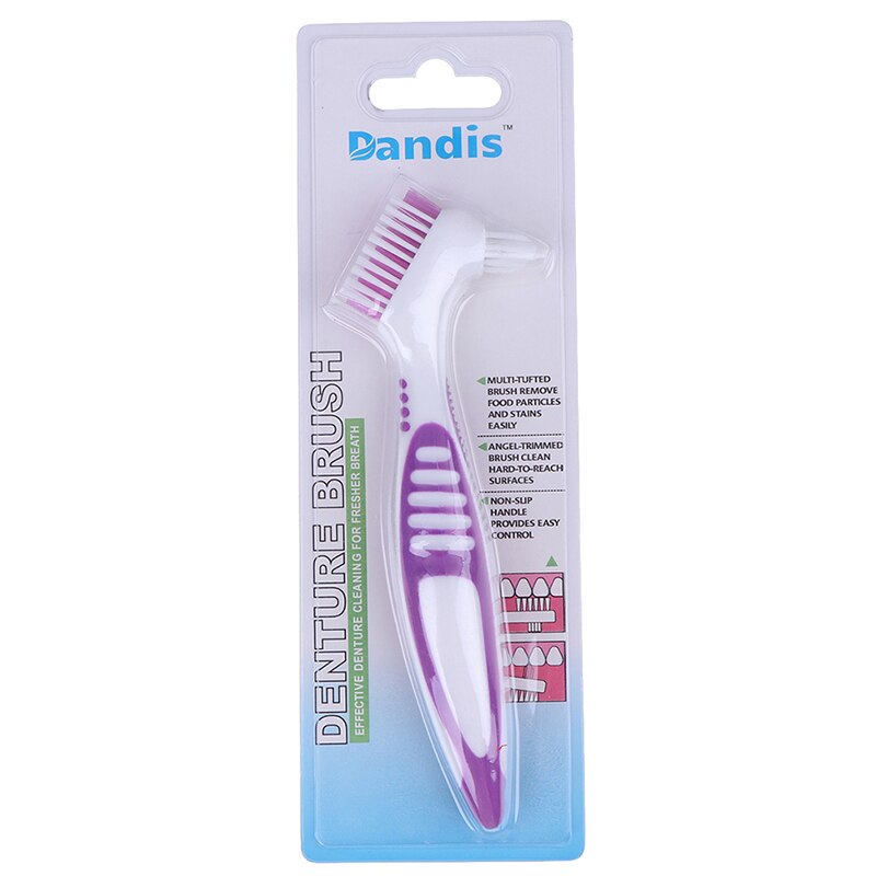 Toothbrush Ergonomic Denture Cleaning Multi-Layered Bristles False Teeth Brush: Purple