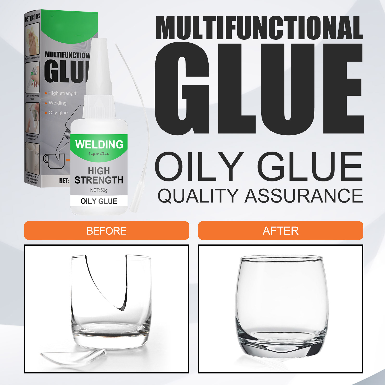30/50G Welding High Strength Oily Glue - Universal Superglue Mighty Instant Glue For Resin Ceramic Metal Glass