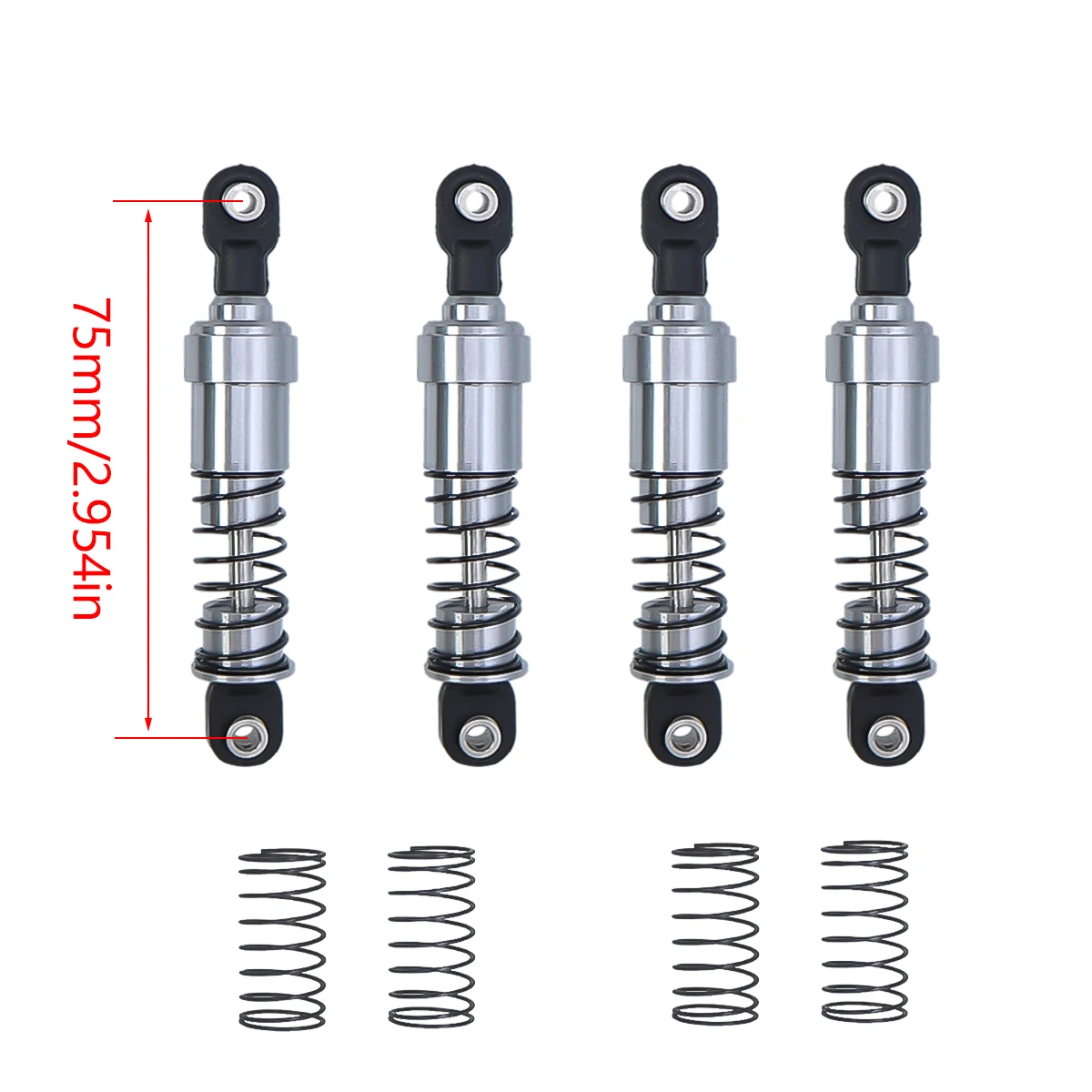 Aluminum Big Bore Shocks With Oil Filled 75mm 85mm 95mm 105mm 115mm For 1/10 RC Crawler LCG Cheater Rigs Capra SCX10 90046 TRX4: light green