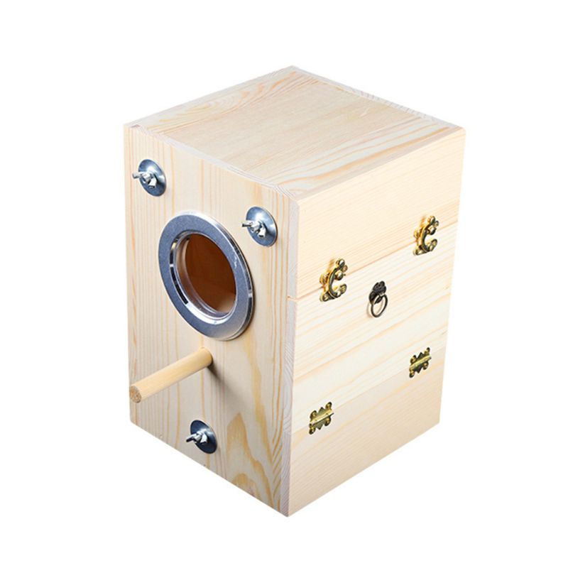 Wooden Bird Nesting Breeding Box House Parakeet Mating Case with Clear Window for Cockatiel Finch Canaries Lovebird Parr: L