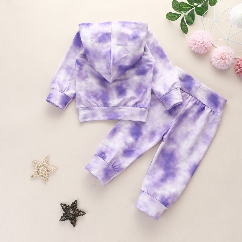 Ensemble 2 pièces pour bébés filles, vêtements à la pour l'automne, broderie papillon avec teinture à manches longues, sweat-shirt + pantalon pour bébés