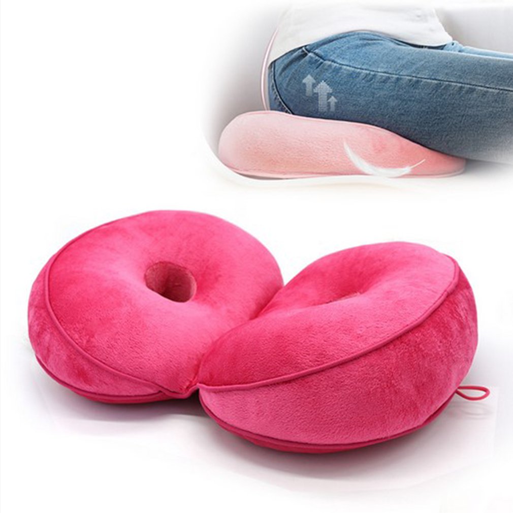 Multifunctionele Pluche Mooie Billen Kussen Kussen Halve Vouw Tweeërlei Gebruik Kussen Effen Kleur Dubbele O-Vormige Holle
