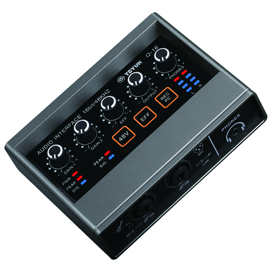 TEYUN Q-16 Sound Mixer Audio Card Channel Monitoring Electric Guitar Live Recording For Studio Interface Singing DJ