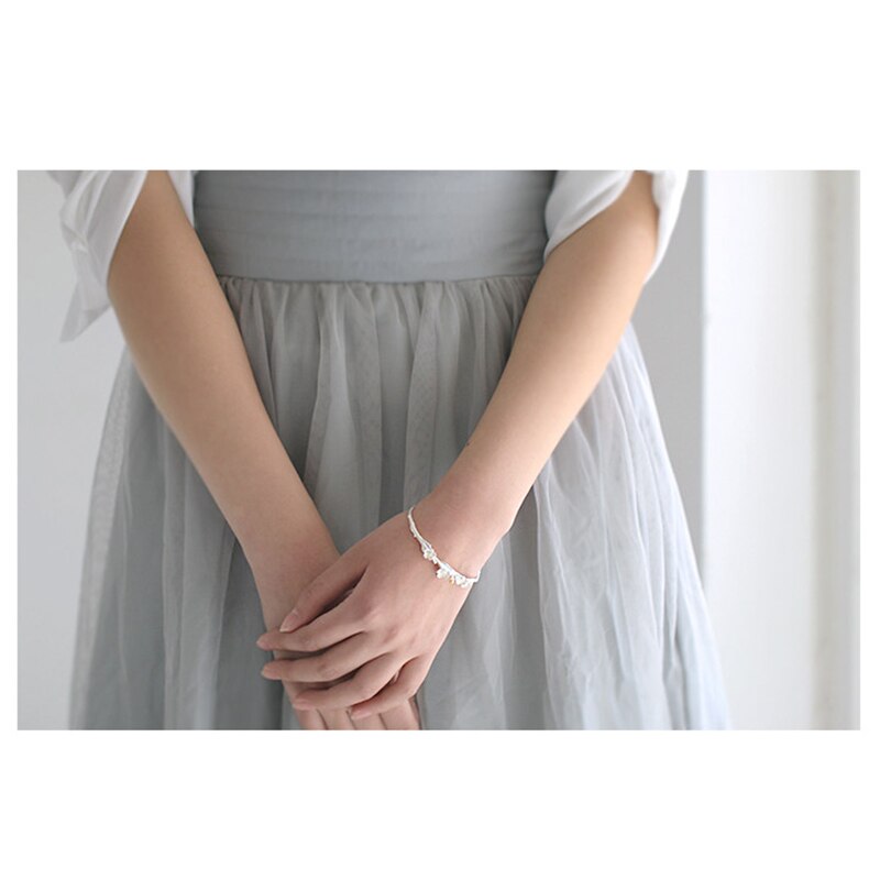 Valentine's Day 925 Sterling Silver Flower Bracelet Bracelet For Girlfriend Anniversary Bridesmaid bracelet