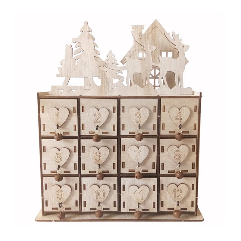 Wooden Heart Jewelry Candy Storage Box Advent Calendar Home Christmas Decor 1*Storage Box Can accommodate small objects